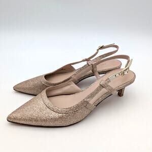 Pelle Moda Deena 2 Slingback Pump Women's Platinum Gold Size US6M EU36